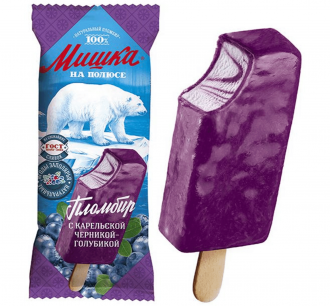 Эскимо пломбир «Мишка на полюсе» с ароматом черники и голубики, 75 г